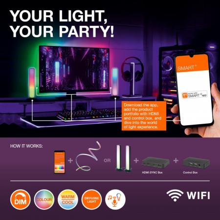 174cm OSRAM SMART+ WiFi Convert Magic LED-Dekoleuchte - dynamischer Magic RGB-Lichteffekt