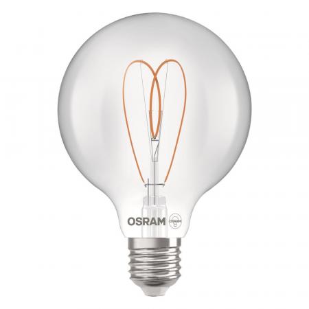 OSRAM E27 LED VINTAGE Heart Filament Globe 80 klar 7,2W wie 60W dimmbar warmweiß 90Ra