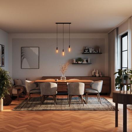 OSRAM VINTAGE 1906 4099854419515 ROUND Ø 10 cm Schwarz - Schlichte Pendelleuchte mit stoffummanteltem Kabel und E27 Fassung ohne Leuchtmittel