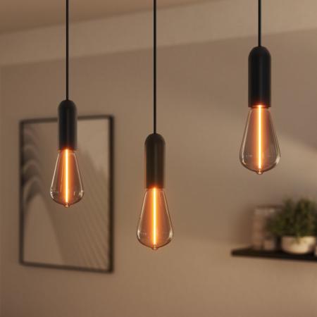 OSRAM VINTAGE 1906 4099854419515 ROUND Ø 10 cm Schwarz - Schlichte Pendelleuchte mit stoffummanteltem Kabel und E27 Fassung ohne Leuchtmittel