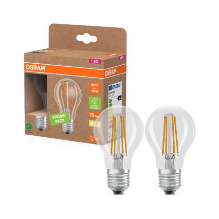 2er OSRAM E27 LED Leuchtmittel besonders effizient 3,8W wie 60W 2700K warmweißes Licht - beste Energie Effizienz Klasse