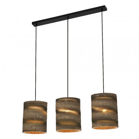 OSRAM Pendelleuchte Cylinder 3-flammig, braun, Ø 20 cm, aus Wellpappe