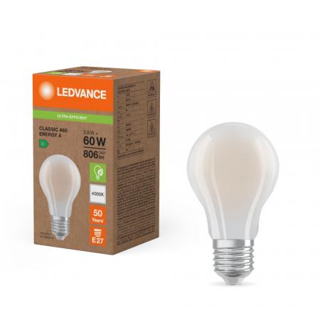 Ledvance E27 Besonders effiziente LED Lampe Classic mattiert 3,8W wie 60W 4000K neutralweißes Licht