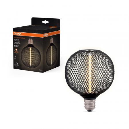 OSRAM E27 DECOR LED Lampe STRAW FILAMENT GLOBE 125 Schwarz dimmbar 3.5W wie 12W extra warmweißes gemütliches Licht