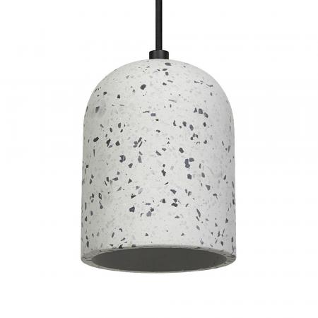 Pendelleuchte Decor Pill aus Terrazzo Stein mit E27 Fassung in Weiß gesprenkelt Ø 15 cm