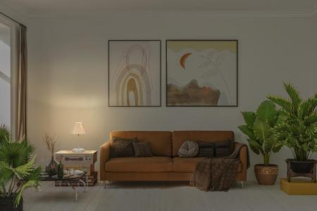 OSRAM Tischleuchte Decor Raffia Green aus Bast und Metall