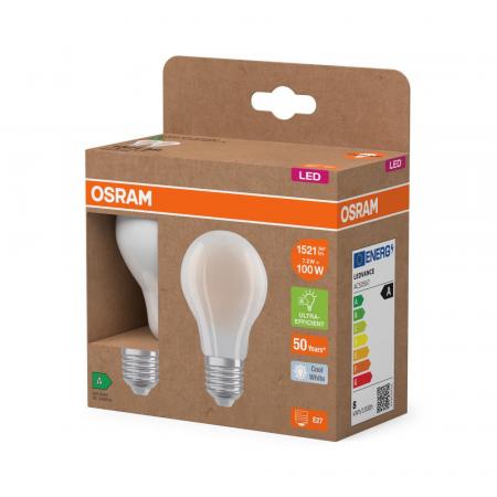 6er Set OSRAM E27 besonders effiziente LED Lampen matt 7,2W wie 100W 4000K neutralweißes Licht - beste Energie Effizienz Klasse