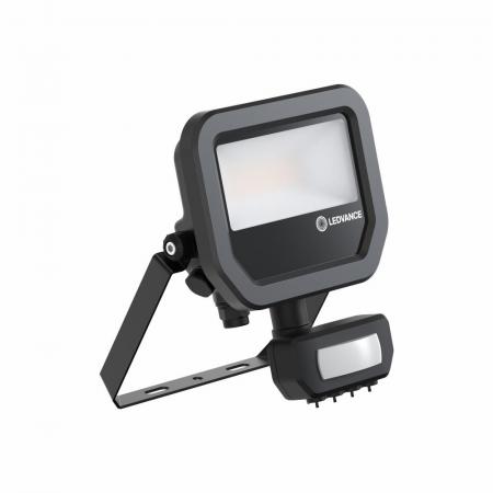 LEDVANCE Muliti Select schwarzer LED Fluter FL10 SN mit Sensor 8 W / 6 W 4000K neutralweißes Licht - wählbare Wattageneinstellung (Multi Lumen)
