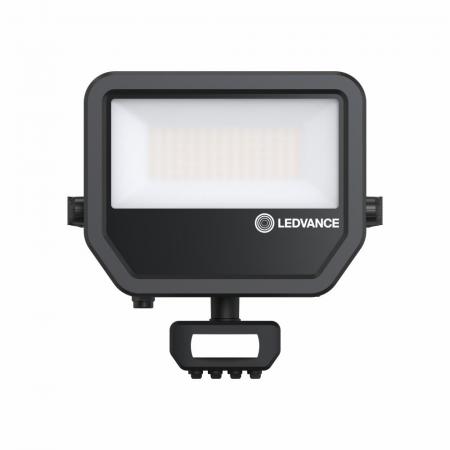 LEDVANCE Muliti Select schwarzer LED Fluter FL50 SN mit Sensor 41 W / 27 W 3000K warmweißes Licht - wählbare Wattageneinstellung (Multi Lumen)