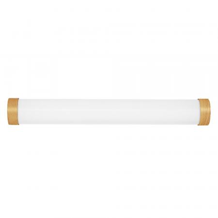 OSRAM Obris Tube Frost Glass Wandlampe & Spiegelleuchte Wood Decor fürs Badezimmer Click CCT Dimmbar 40cm IP44 Chrom - mit umschaltbarer Farbtemperatur