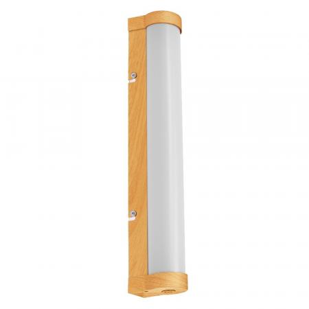 OSRAM Obris Tube Frost Glass Wandlampe & Spiegelleuchte Wood Decor fürs Badezimmer Click CCT Dimmbar 40cm IP44 Chrom - mit umschaltbarer Farbtemperatur