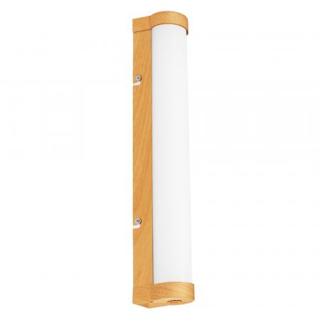 OSRAM Obris Tube Frost Glass Wandlampe & Spiegelleuchte Wood Decor fürs Badezimmer Click CCT Dimmbar 40cm IP44 Chrom - mit umschaltbarer Farbtemperatur
