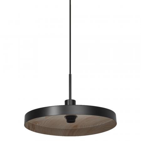 OSRAM Pendelleuchte Decor Plate in Schwarz/Holzdecor Ø 40 cm aus Stahl mit E27 Fassung - dekorative Hängelampe mit tellerförmigem Lampenschirm