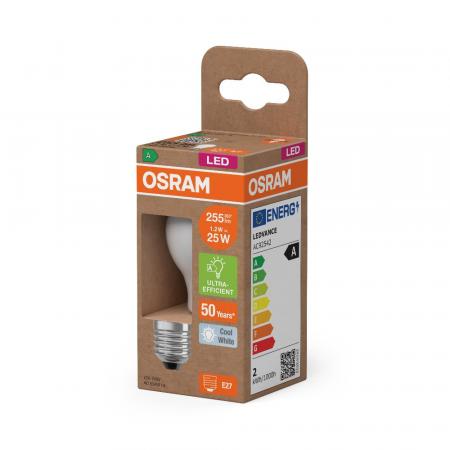 OSRAM E27 LED Lampe Classic matt 1,2W wie 25W neutralweißes Licht 4000K - Energy efficiency class A