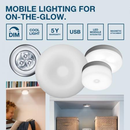 OSRAM LED Akku Garderoben und Möbelleuchte mobil - dimmbar und aufladbar via USB, IP20-Schutz, für Garderobe/Kinderschlafzimmer