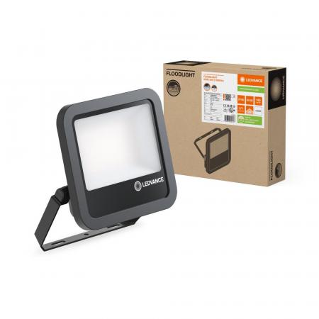 LEDVANCE Muliti Select Schwenkbarer schwarzer LED Außenwandstrahler FL100 69 W / 53 W 4000K neutralweißes Licht- wählbare Wattageneinstellung (Multi Lumen)