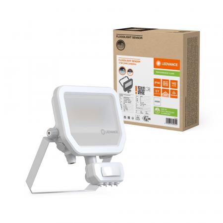 LEDVANCE Muliti Select weißer LED Fluter FL20 SN mit Sensor 17 W / 11 W 4000K neutralweißes Licht - wählbare Wattageneinstellung (Multi Lumen)