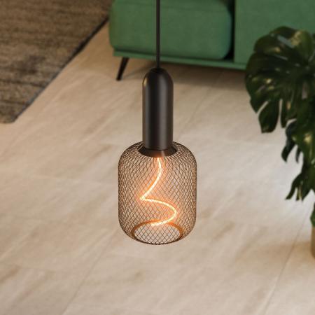 OSRAM VINTAGE 1906 4099854419515 ROUND Ø 10 cm Schwarz - Schlichte Pendelleuchte mit stoffummanteltem Kabel und E27 Fassung ohne Leuchtmittel