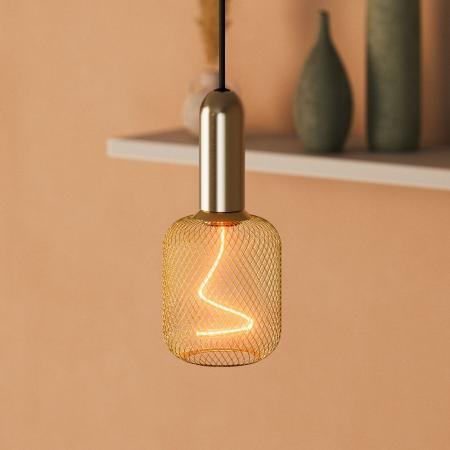 OSRAM VINTAGE 1906 PenduLum ROUND Ø 10 cm Gold - Schlichte Pendelleuchte mit stoffummanteltem Kabel und E27 Fassung ohne Leuchtmittel