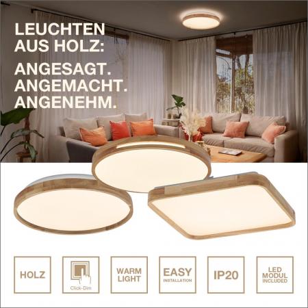OSRAM Holz Decor Deckenleuchte Orbis Woodburry 50cm 36W Click DIM - Dimmen in drei Stufen durch wiederholtes Schalten