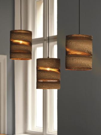 OSRAM Pendelleuchte Cylinder 3-flammig, braun, Ø 20 cm, aus Wellpappe