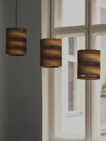 OSRAM Pendelleuchte Cylinder 3-flammig, braun, Ø 20 cm, aus Wellpappe