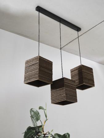 OSRAM Pendelleuchte Decor Cardboard Square 3-flammig braun, aus Wellpappe
