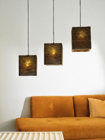 OSRAM Pendelleuchte Decor Cardboard Square 3-flammig braun, aus Wellpappe