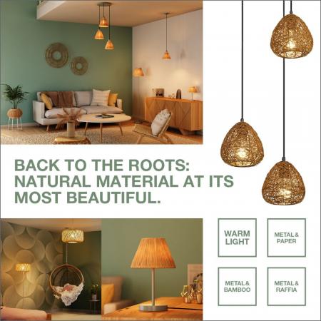 OSRAM Pendelleuchte Decor Paper Drop aus Papier in Tropfenform mit E27 Fassung beige 3-flammig