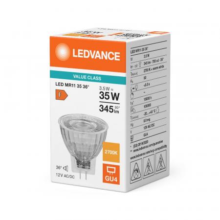 Ledvance GU4 MR11 36° 4,2W wie 35W warmweißer LED-Reflektor 2700K 12V