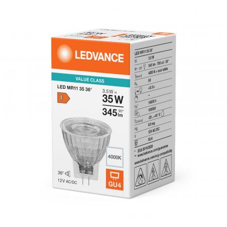 Ledvance GU4 MR11 36° 4,2W wie 35W neutralweißer LED-Reflektor 4000K 12V