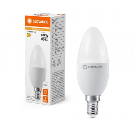 Ledvance E14 LED Kerzenlampe facility 7,3W wie 60W 4000K - Licht für AC/DC system (AC 220-240V, DC 176-250V)