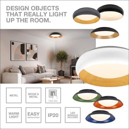 OSRAM Deckenleuchte Orbis Plate 45W Ø 48 cm - Dekorative Leuchte aus Stahl in Schwarz / Orange - dimmbar in drei Stufen durch wiederholtes Schalten