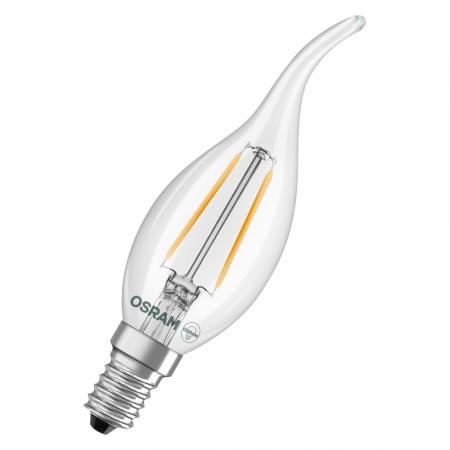 OSRAM LED E14 Kerze Winstoßform Star Classic BA 25 Filament 1.8W wie 25W warmweißes Licht für Kronleuchter & dekorative Leuchten