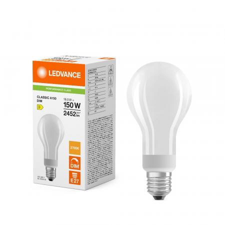 Ledvance E27 CLASSIC dimmbare leistungsstarke LED Lampe opalweiß mattiert 18W wie 150W warmweißes Licht