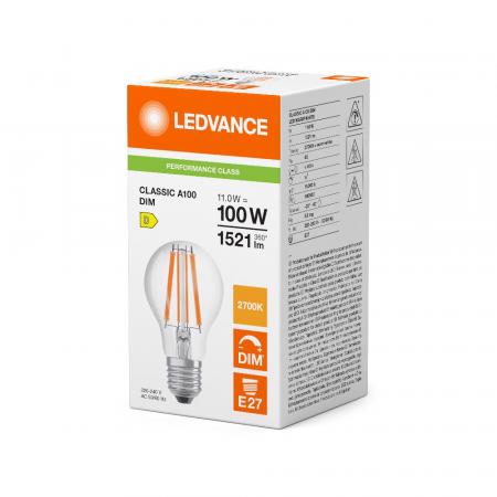 Ledvance E27 CLASSIC Dimmbare LED Lampe 11W wie 100W 2700K warmweißes Licht