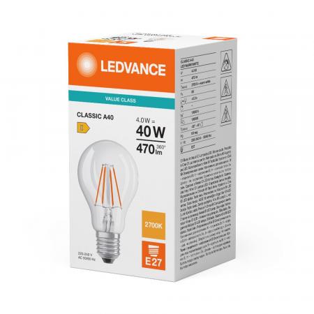Ledvance E27 CLASSIC Filament LED Lampe klar 4W wie 40W 2700K warmweiß