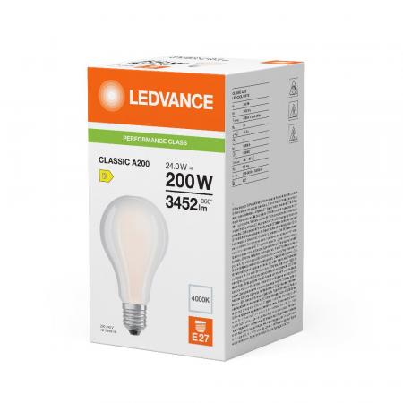 Leistungsstarke Ledvance E27 Classic A 200 LED Lampe gefrostet 24W wie 200W 4000K neutralweiß
