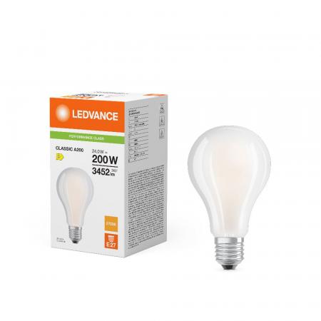 Leistungsstarke Ledvance E27 Classic A 200 LED Lampe gefrostet 24W wie 200W 2700K warmweiß