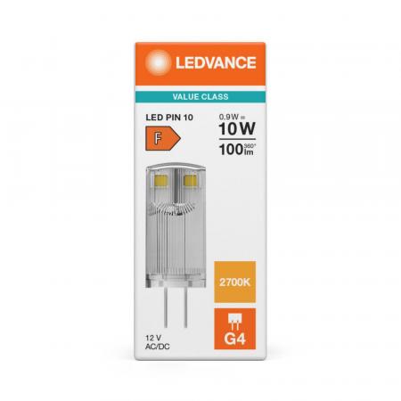 Ledvance G4 LED Stiftsockel Lampe PIN 0,9W wie 10W 2700K warmweißes Licht 12V Niedervolt