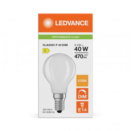 Ledvance E14 LED Tropfenlampe matt dimmbar 3,4W wie 40W 2700K warmweißes Licht
