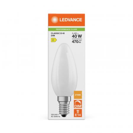 Ledvance E14 LED Kerzenlampe Classic dimmbar matt 3,4W wie 40W 2700K warmweißes Licht
