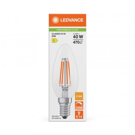 Ledvance E14 LED Kerzenlampe Classic dimmbar klar 3,4W wie 40W 2700K warmweißes Licht