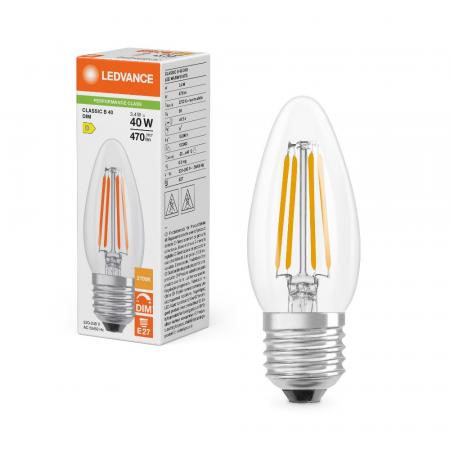 Ledvance E27 LED Kerzenlampe Classic B40 dimmbar klar 3,4W wie 40W 2700K warmweißes Licht