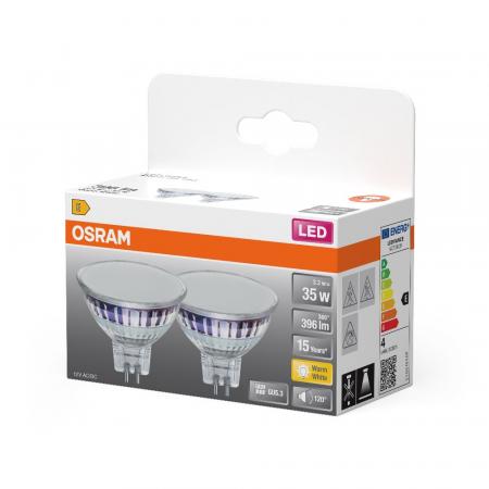 2er Pack OSRAM GU5.3 LED MR 16 Strahler 3,3W=35W 120°-Abstrahlwinkel 2700K warmweißes Licht 12V