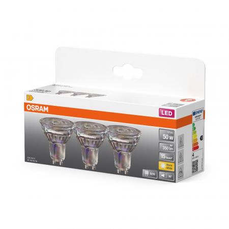 3-er Sparpack OSRAM GU10 LED Strahler PAR16 36° Abstrahlwinkel 3,7W wie 50W warmweiße Akzentbeleuchtung