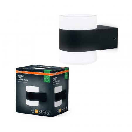 Osram Anthrazitfarbene LED Wandleuchte Puck UpDown mit warmweißem Licht IP44 von Ledvance