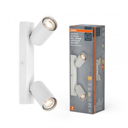 OSRAM LED Spot Octagon 2er Wand- und Decken Strahler dimmbar Weiß