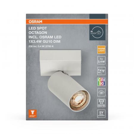 OSRAM LED Spot Octagon 1er Wand- und Decken Strahler dimmbar Weiß