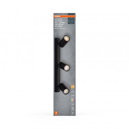 OSRAM LED Spot Octagon 3er Wand- und Decken Strahler dimmbar Schwarz
